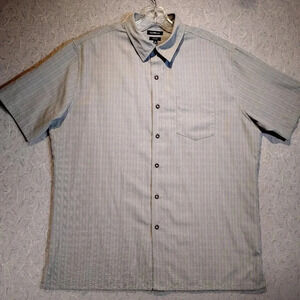 Croft & Barrow  Easy Care Short Sleeve Button Up Gray & White Shirt in Size 12